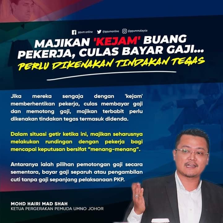 Persatuan Bangsa Johor Ada Tak Majikan Yang Potong Gaji Anda Dan Potong Cuti Tahun Apakah Tindakan Anda Sebagai Pekerja Yang Di Potong Gaji Sepanjang Tempoh Pkp Dan Cuti Tahun Turut Di