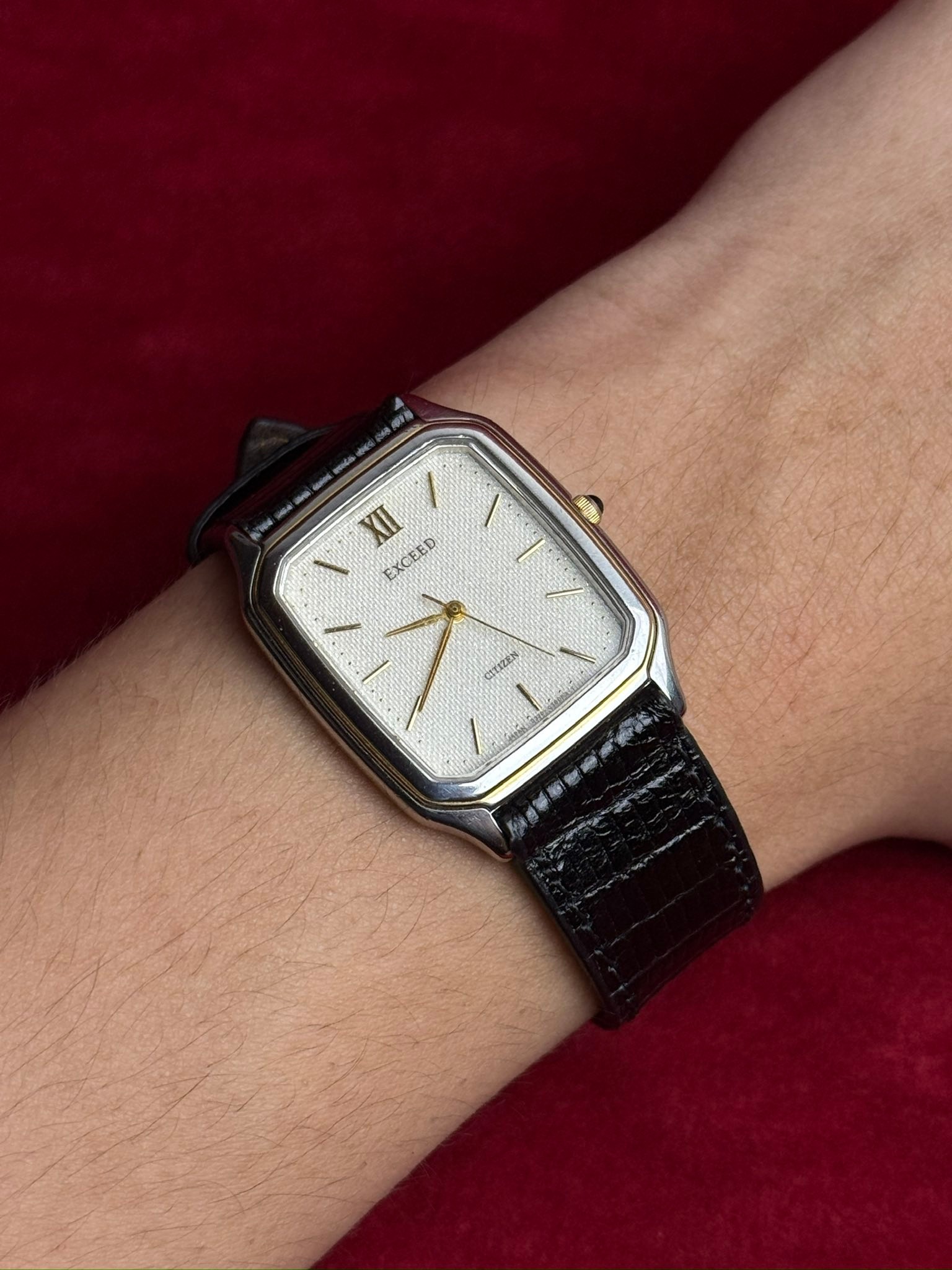1980 Citizen Exceed Tank Sparkling Champagne Dial