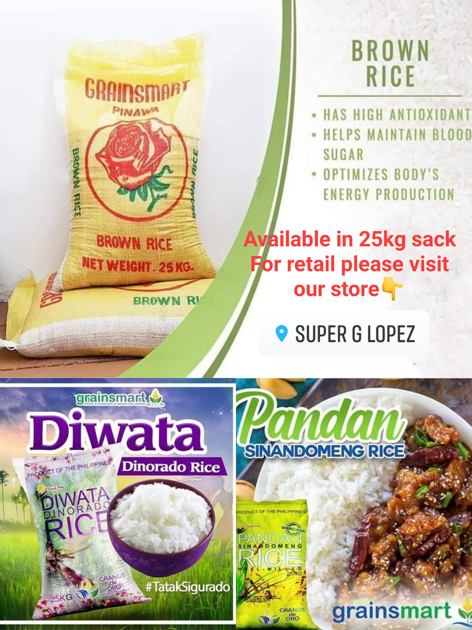 Super G Lopez - FOR SALE GRAINSMART RICE VARIETIES 25kg... | Facebook