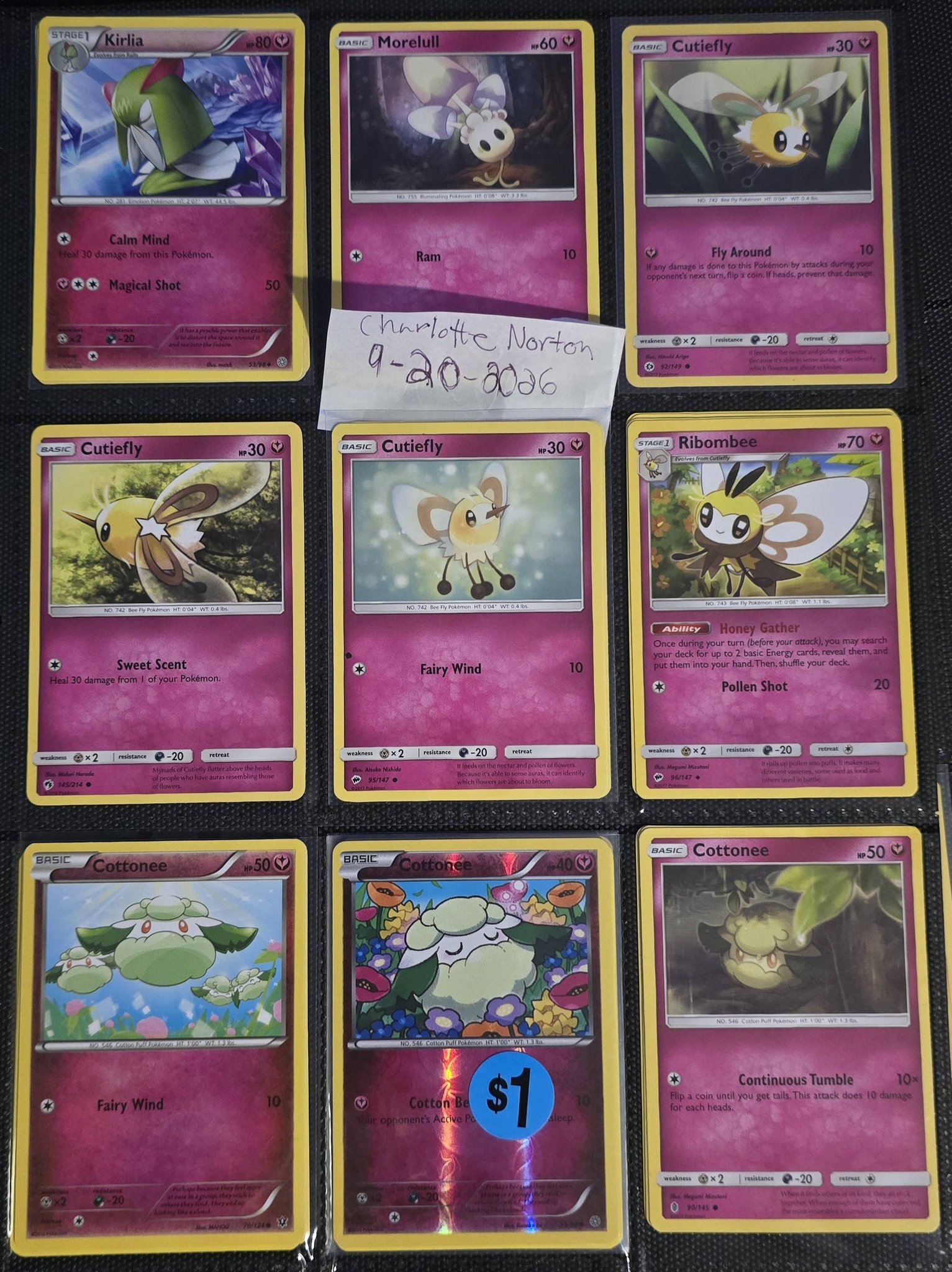 Cutiefly and other Pokémon card deals - 75¢ each, discounts for