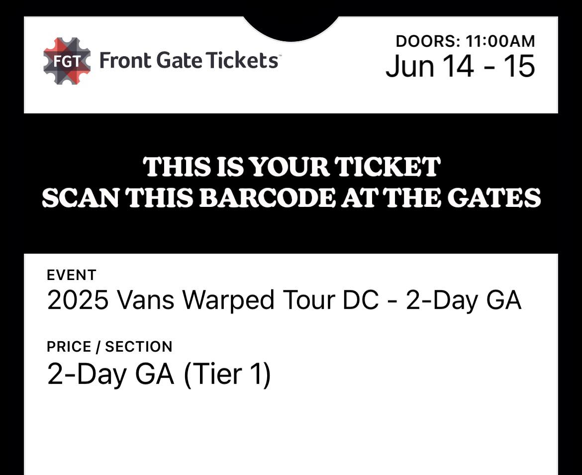 Vans Warped Tour ticket prices and benefits