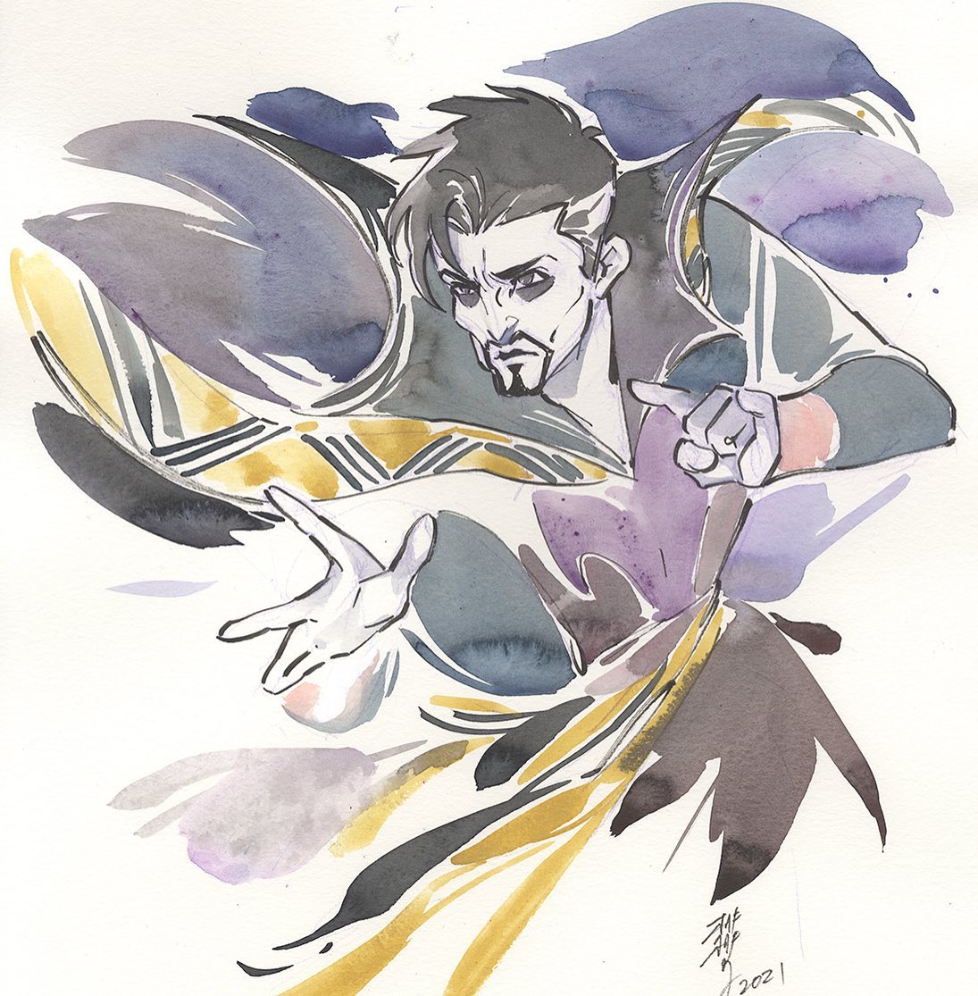 アメコミ　marvel 桃桃子　ドクターストレンジ　 momoko Peach Momoko's Doctor Strange issue 1 watercolor cover