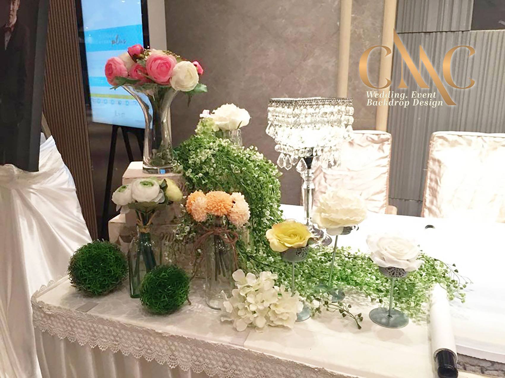 Cmc 婚禮活動佈置 婚禮佈置設計 Reception Desk 婚禮布藝佈置 Wedding Fabric Backdrop 婚禮背景展板wedding Foamboard Backdrop 婚禮名牌wedding Nameboard 婚禮photo Booth 另有公司 學校 機構 私人