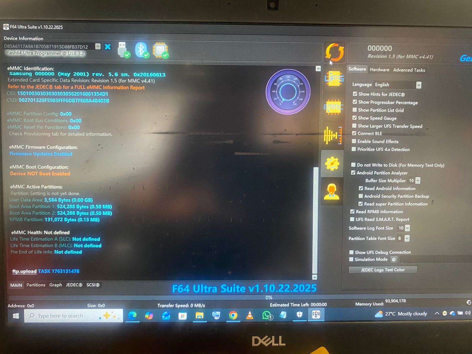 FFU tool closes when writing to dead eMMC