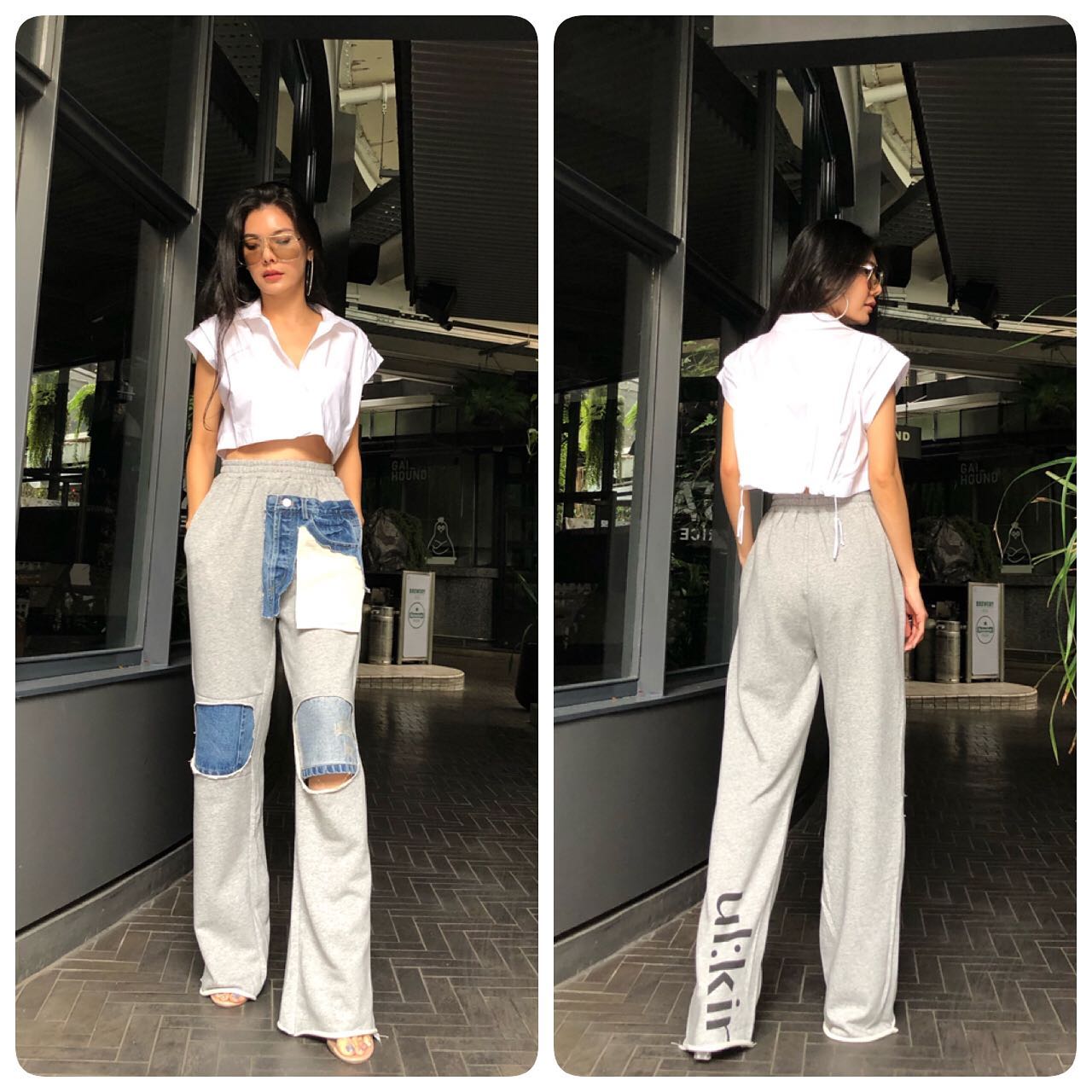 🌟RE-stock3......พร้อมส่ง🌟 👖Pants กางเกงขายาวผ้ายืดสีเทา เอวยางยืด เย็บ ...