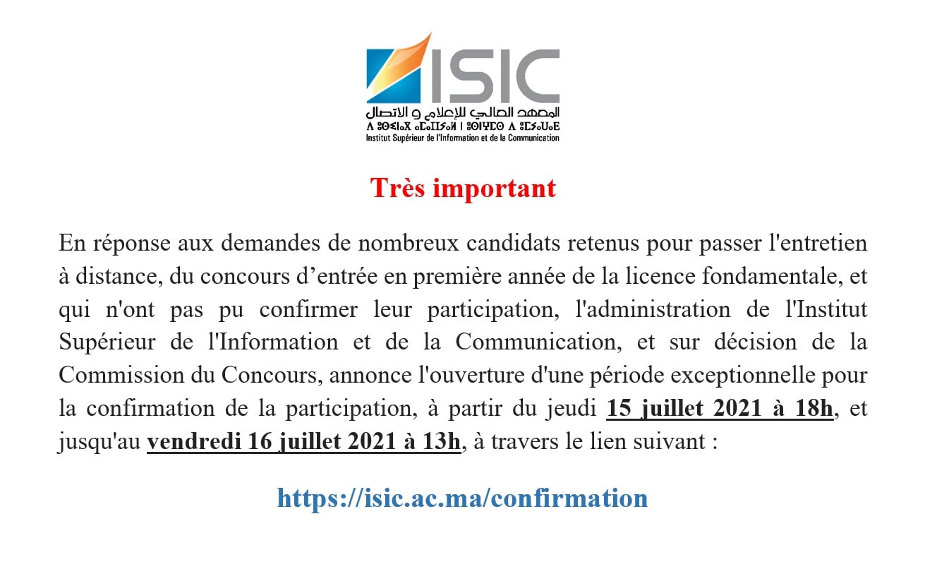 ISIC - Institut Supérieur de l'Information et de la Communication de ...