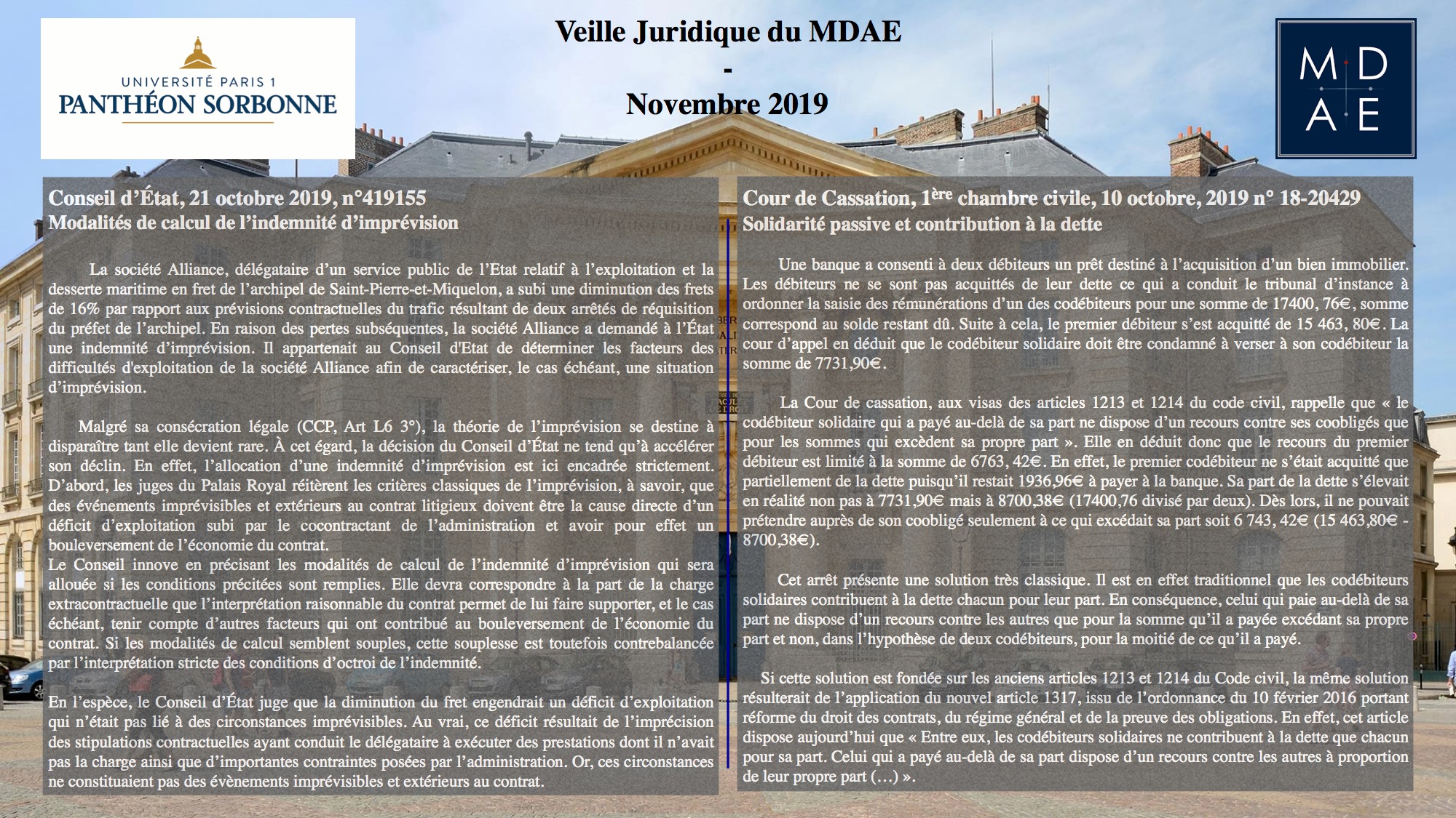 Magistère Droit des Activités Economiques (MDAE) | Paris
