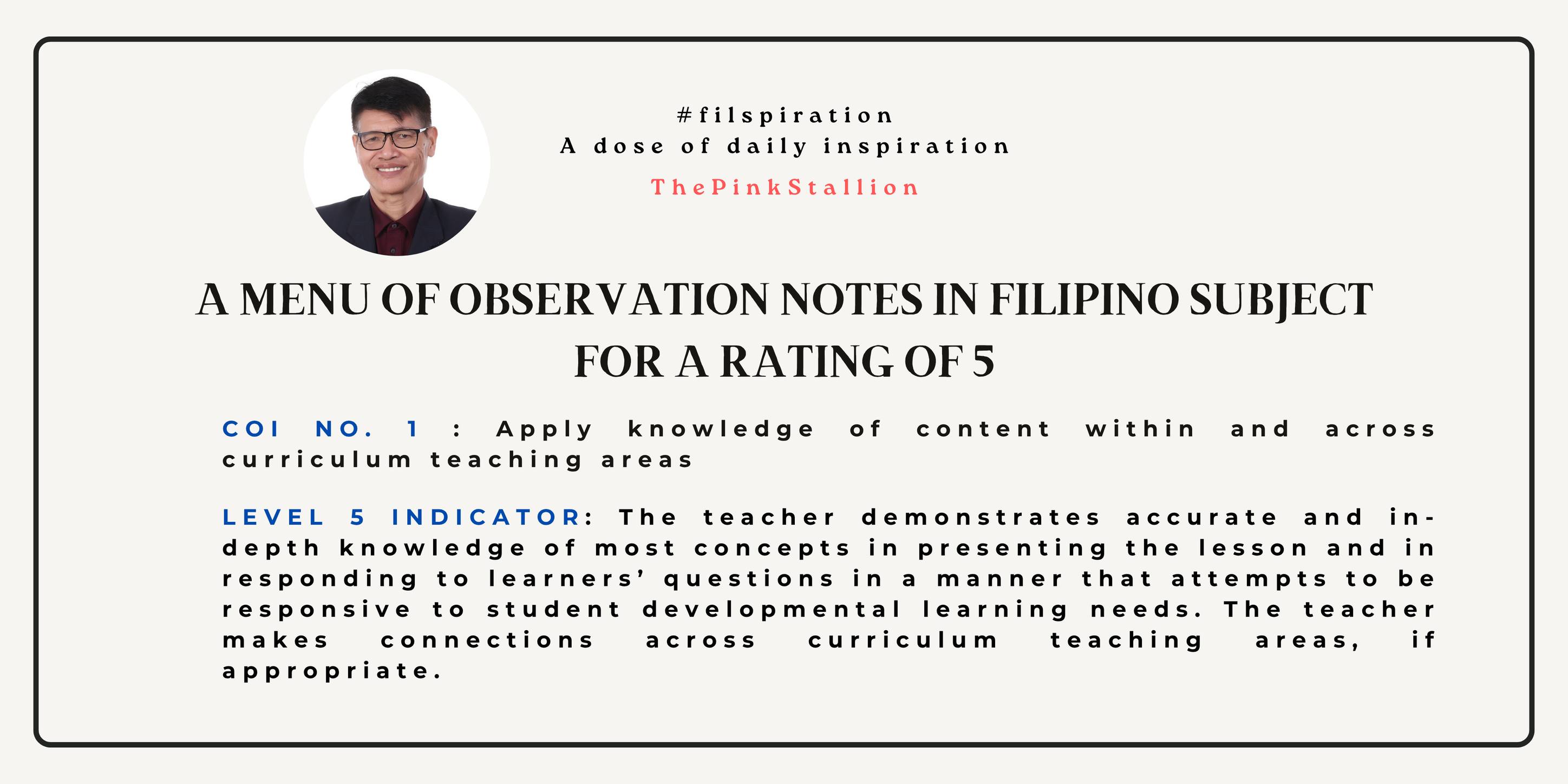 Filmore - FILIPINO SAMPLE OBSERVATION NOTES FOR CLASSROOM OBSERVABLE ...