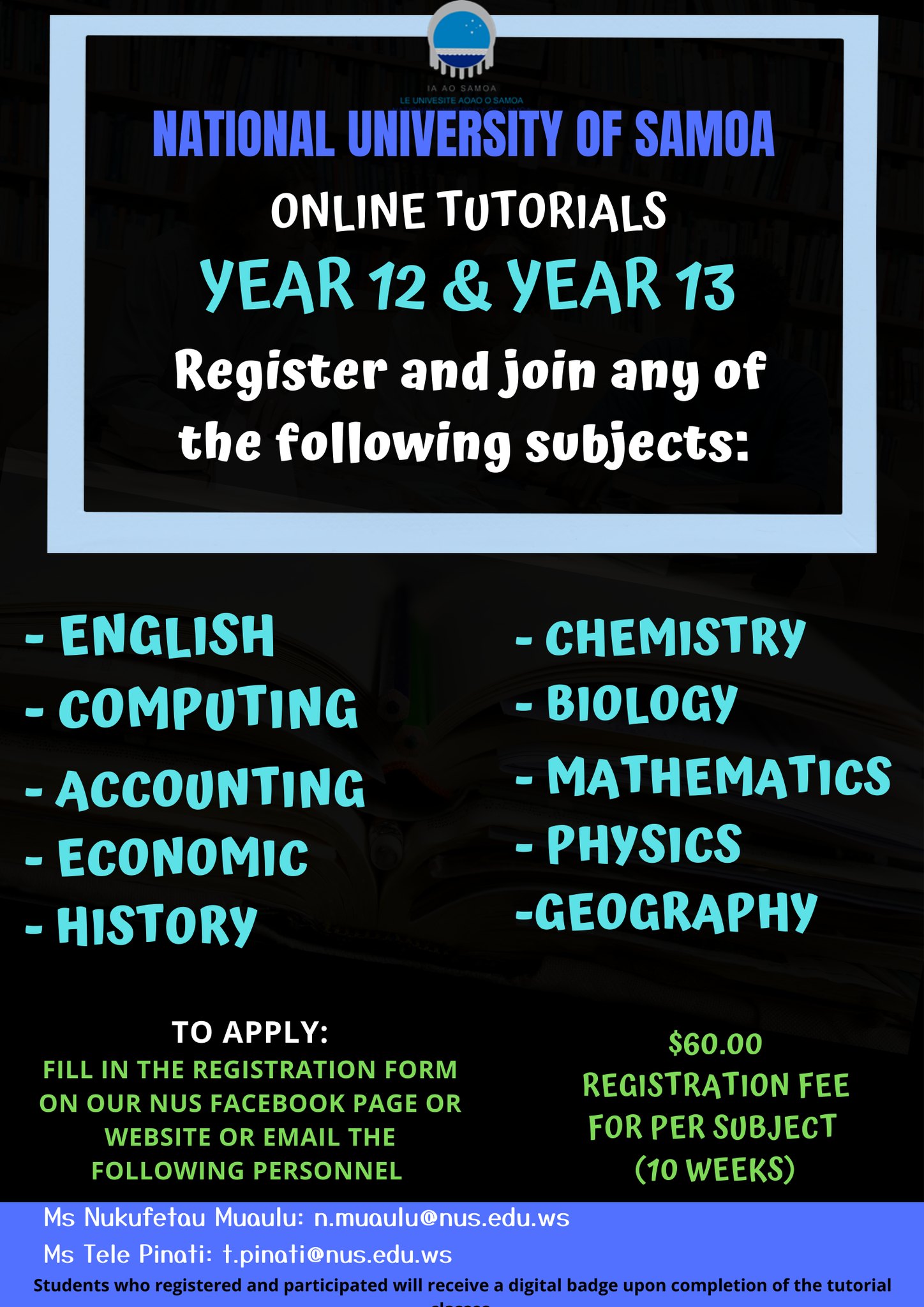 The National University of Samoa YEAR 12 and YEAR 13 online tutorials ...