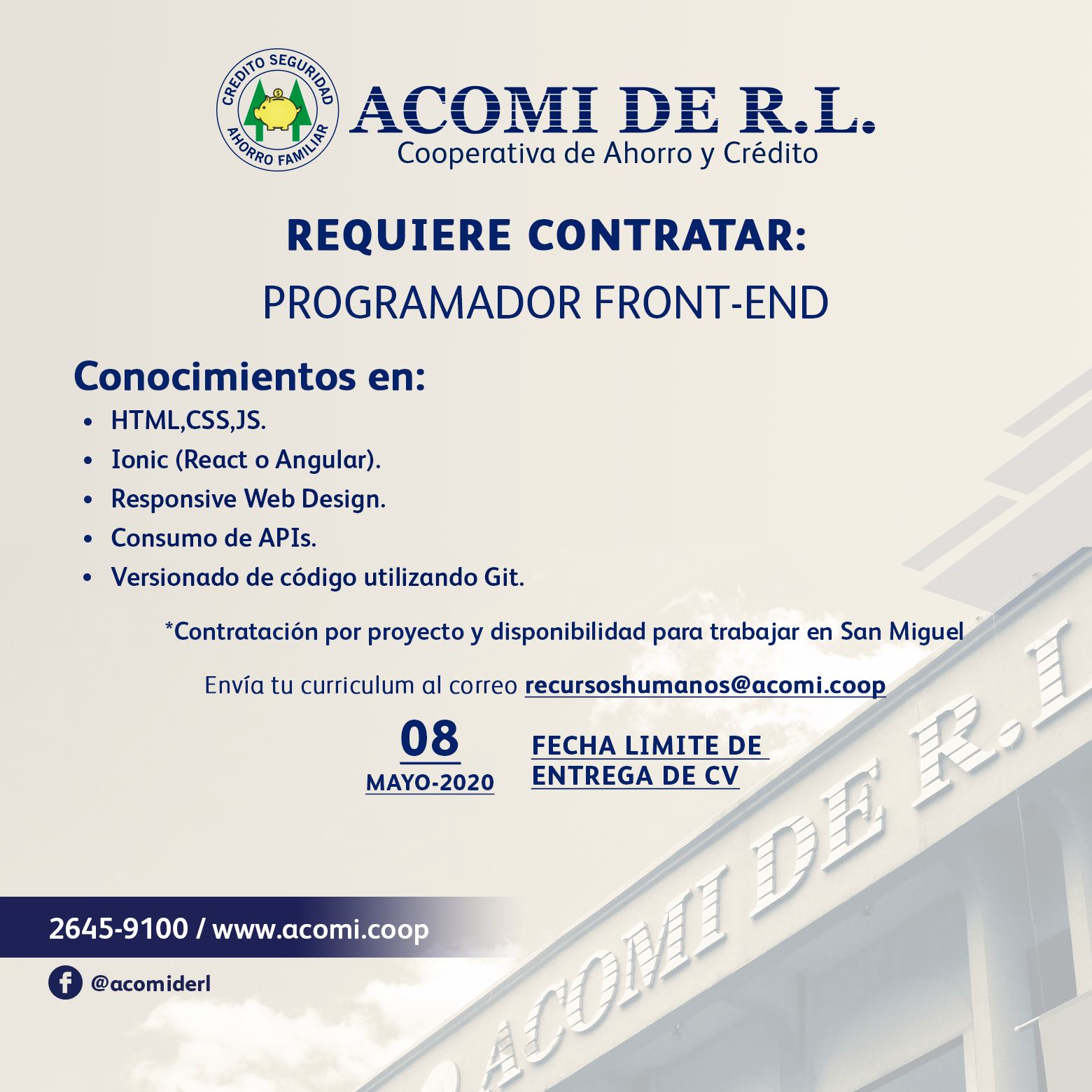 ACOMI de R.L. - Compartimos la siguiente información 💼