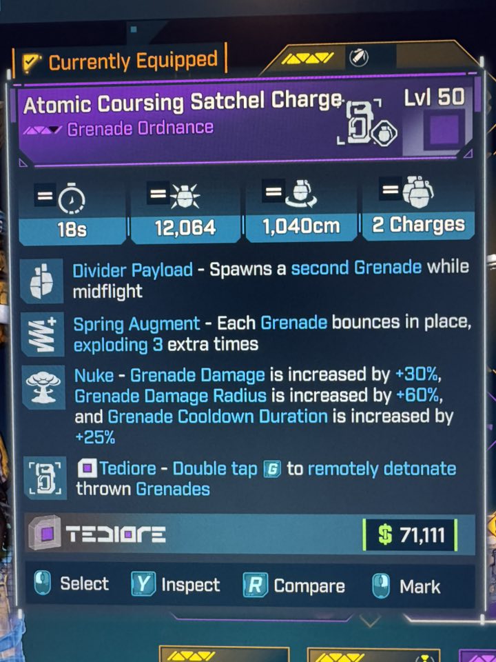 Borderlands 4 – ATOMIC ERUPTING WATERFALL GRENADE Mod – FIRE/LINGERING/PULSING – PC, Xbox, PS5