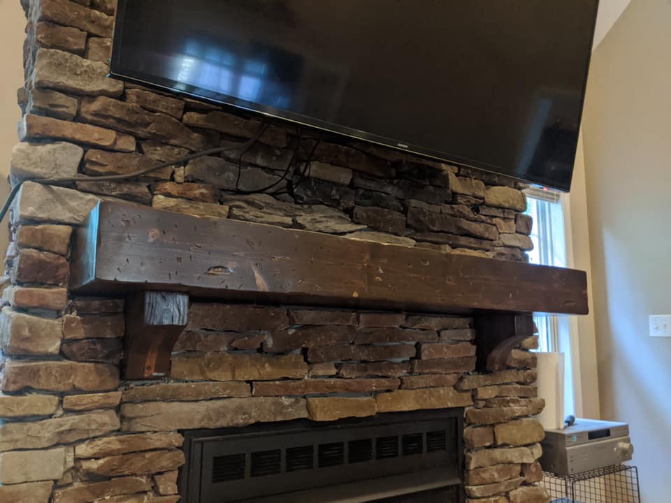 Custom mantle & corbels installed... - Kingdom Woodgrains | Facebook
