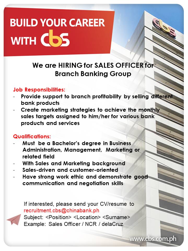 CBS China Bank Savings - Attention Jobseekers! Take the next big step ...