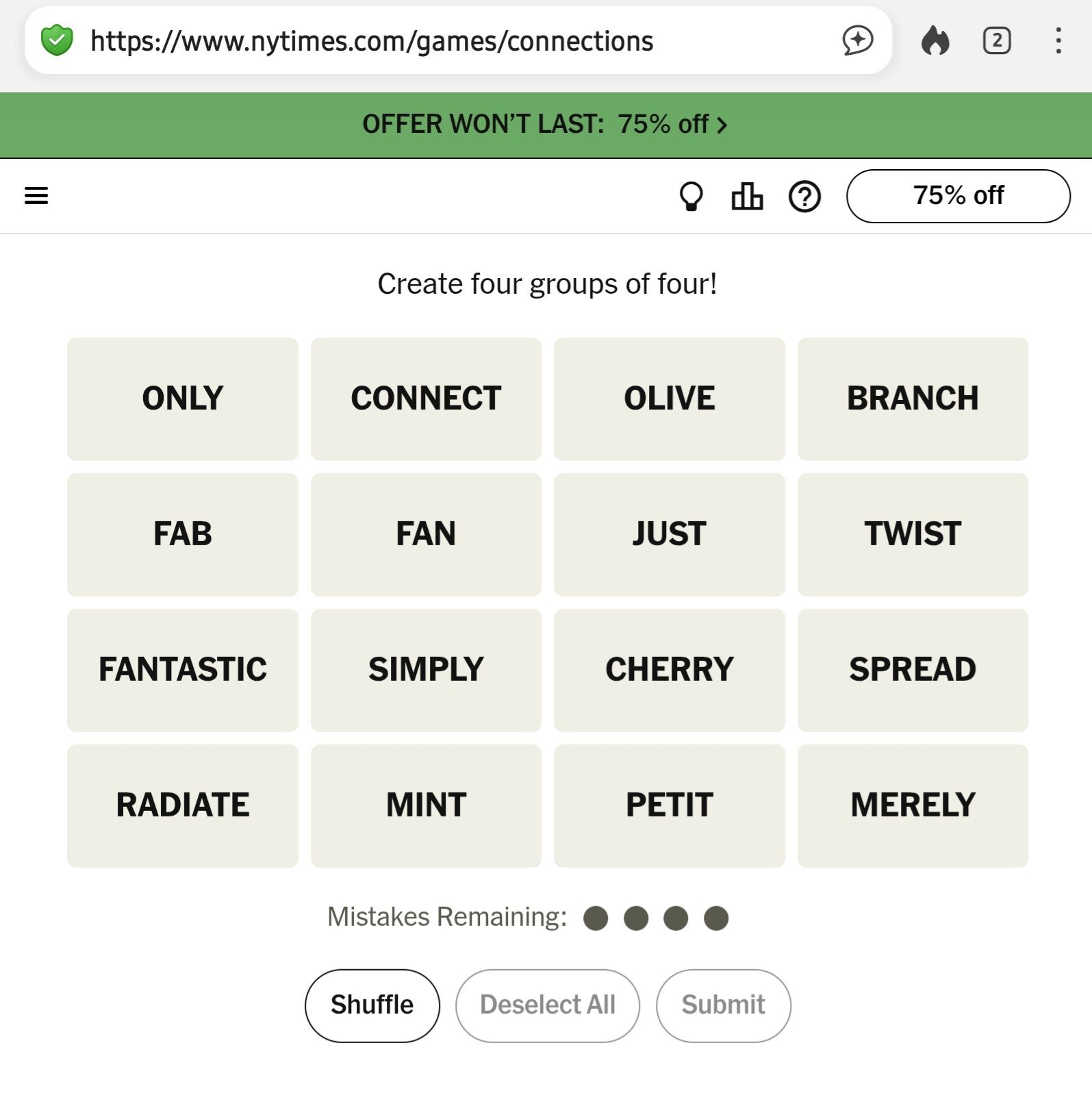 Only Connect questions | Not a question but I've just done the NYT ...