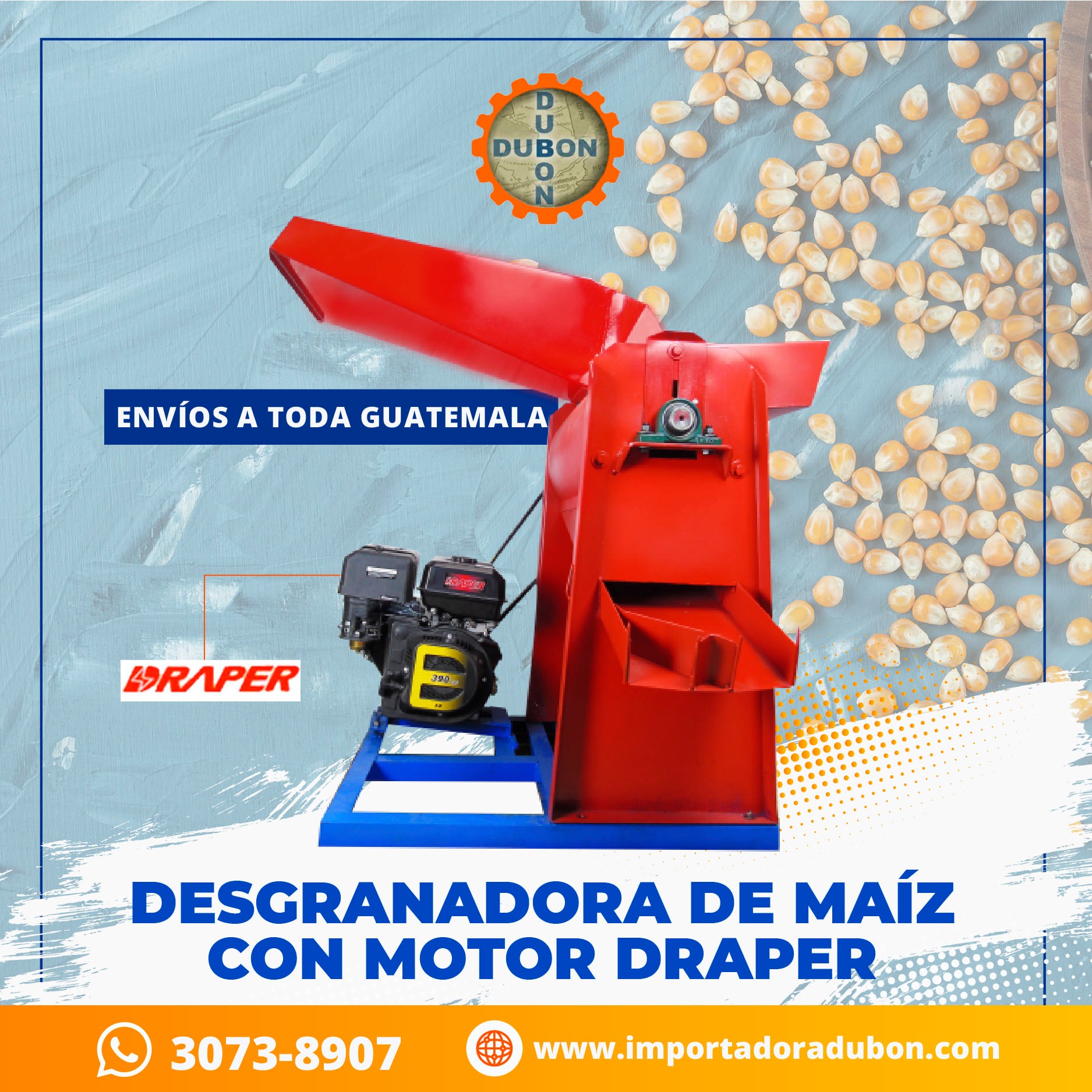 Desgranadora De Maíz con motor Draper... - Importadora Dubon