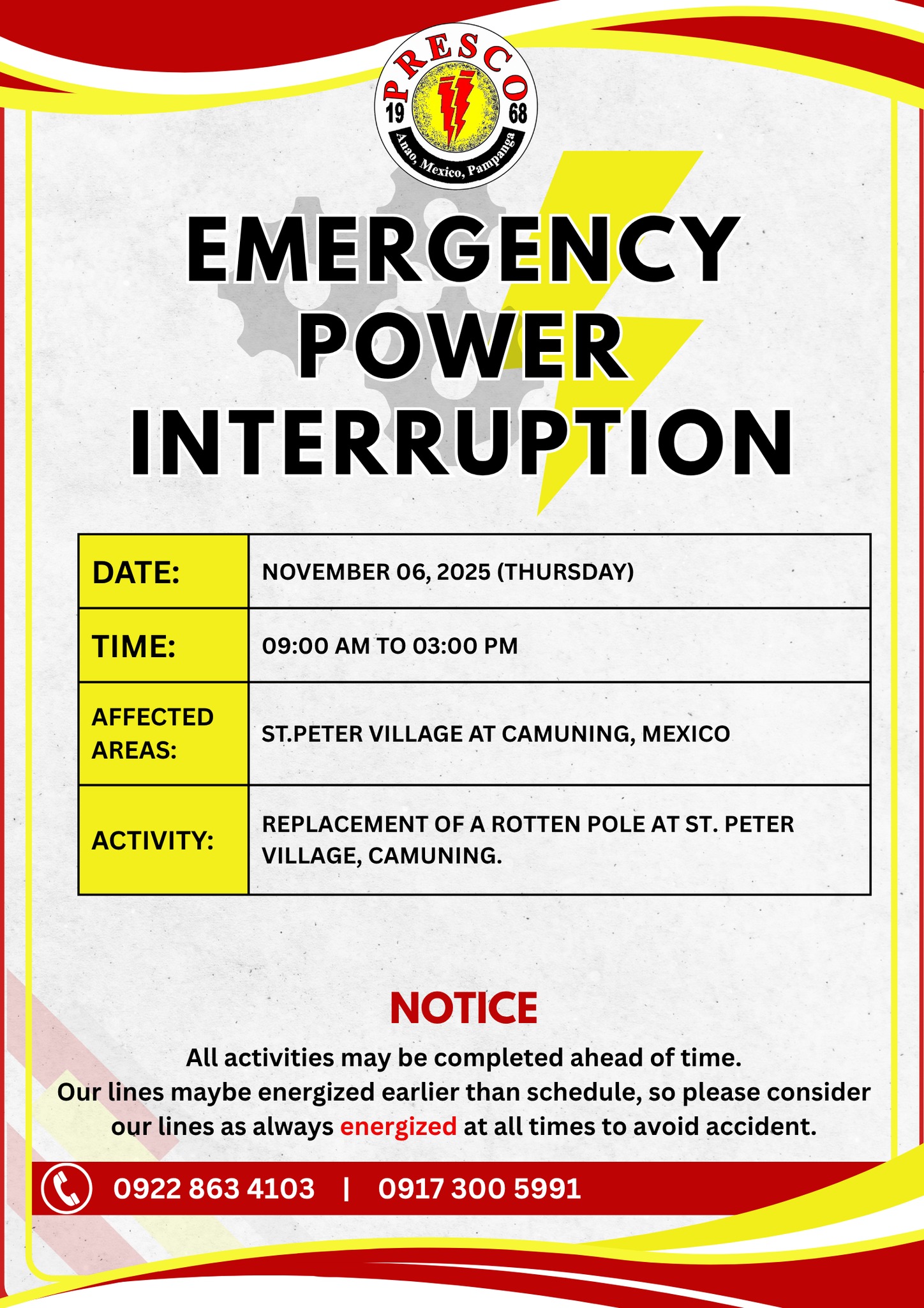 Presco Pampanga - Please be informed that we will be... | Facebook