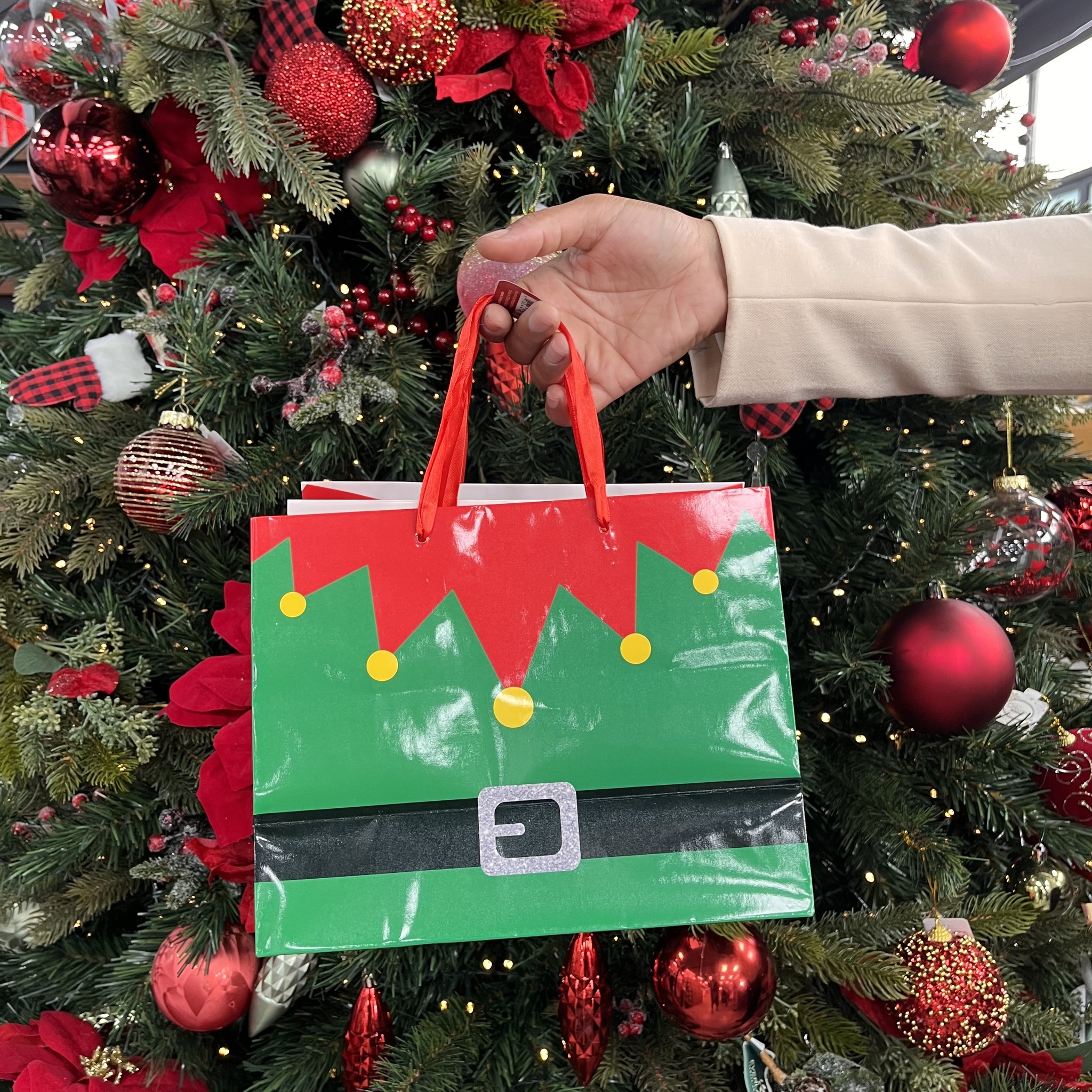 Hallmark Christmas Gift Bag Assortment - 3 Large Bags With Red Tissue Paper, Santa, Plaid & Snowman Designs