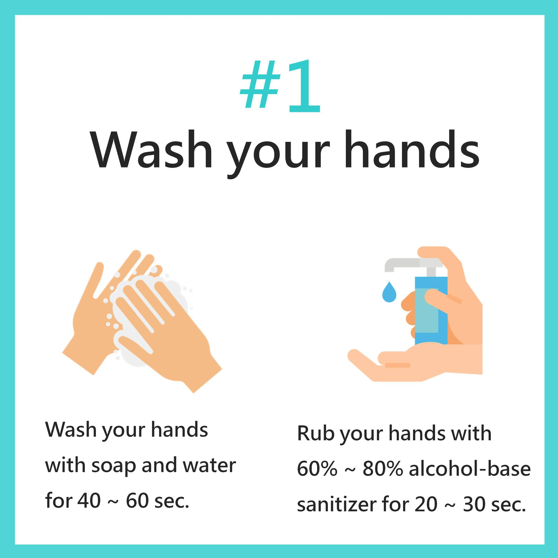 PTI Taiwan - 7 steps to wash your hands with soap 1) Palms：Rinse your ...