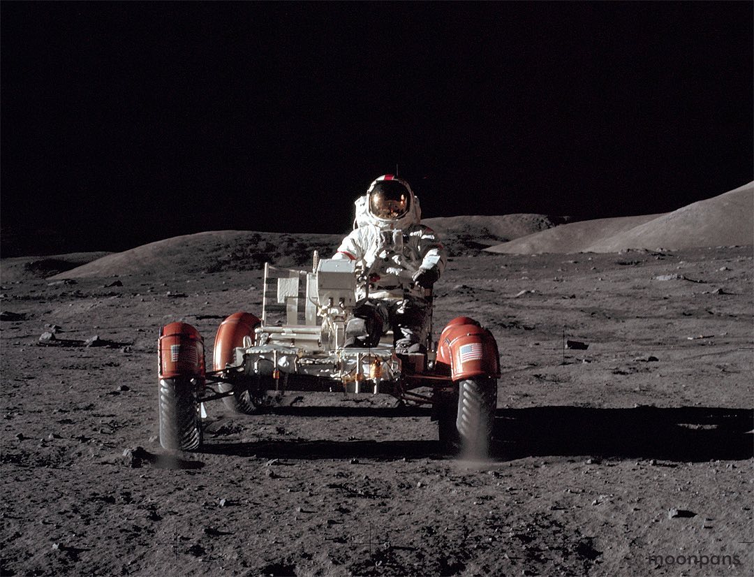Moonpans.com - Apollo 17 - Gene Cernan testing the lunar rover This ...