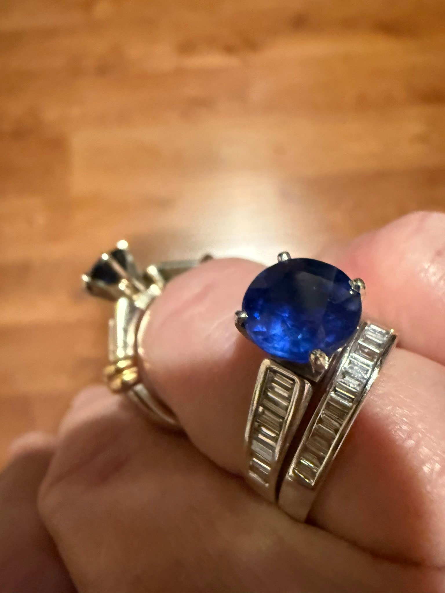 What are the blue stones in these vintage rings?