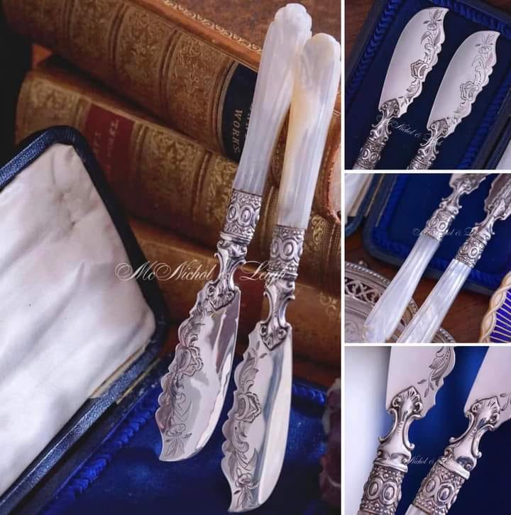 Vintage mother of pearl and sterling silver knives $14.95 each
