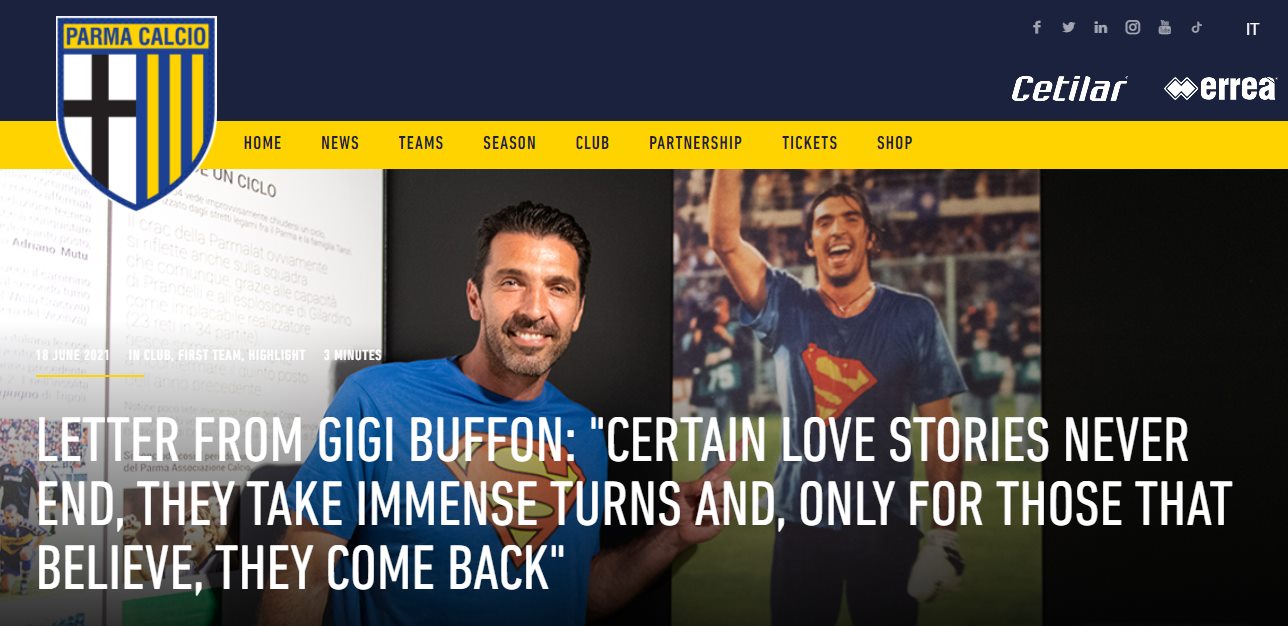 ? Parma debut: 1995 ? Parma return: 2021 ? Which hero would you 