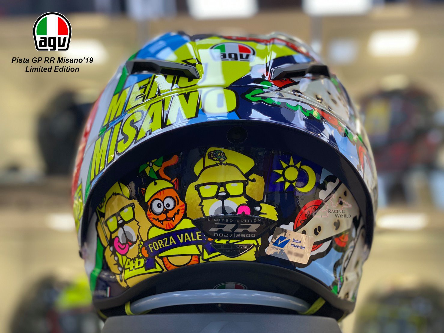 The special AGV Pista GP RR Misano 2019 helmet of Valentino Rossi