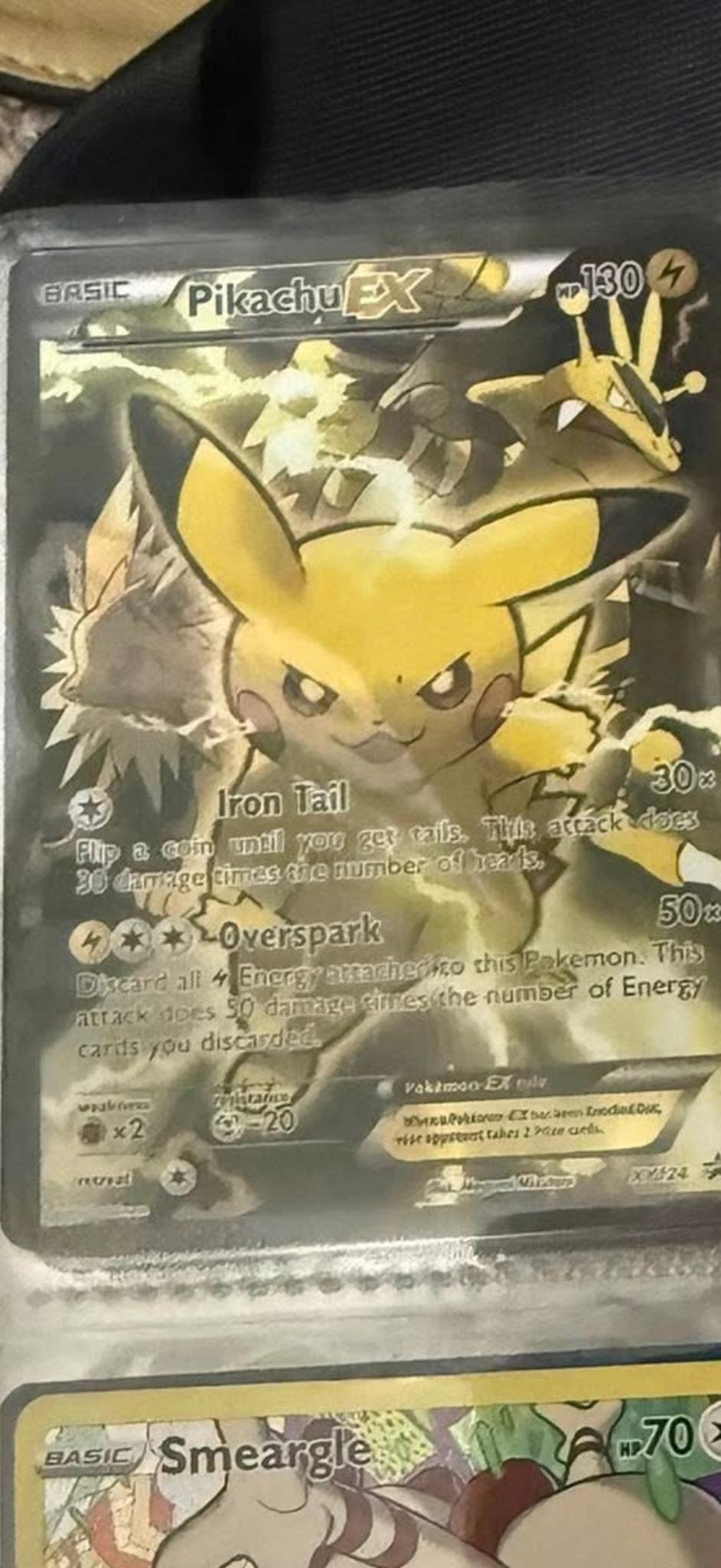 pikachu pokemon card iron tail - 28/73 Holo Rare Promo Protected in magnetic acrylic case and featuring a striking image of the captivating character Pikachu EX (XY124)