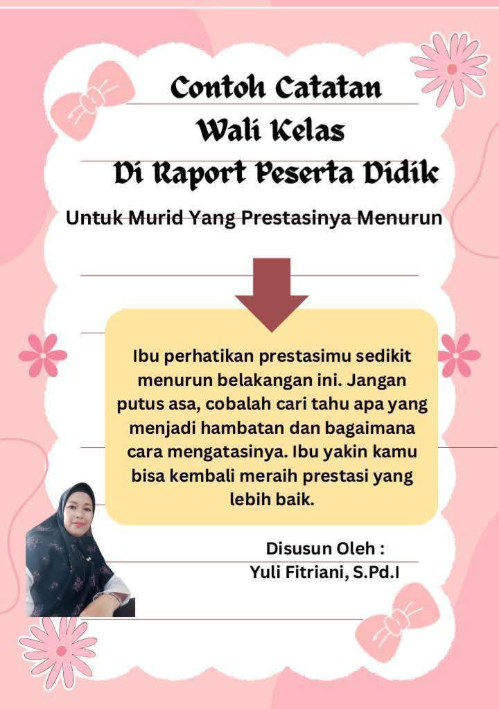 Yuli Fitriani - Contoh Catatan di Raport 🥰🥰🥳 | Facebook