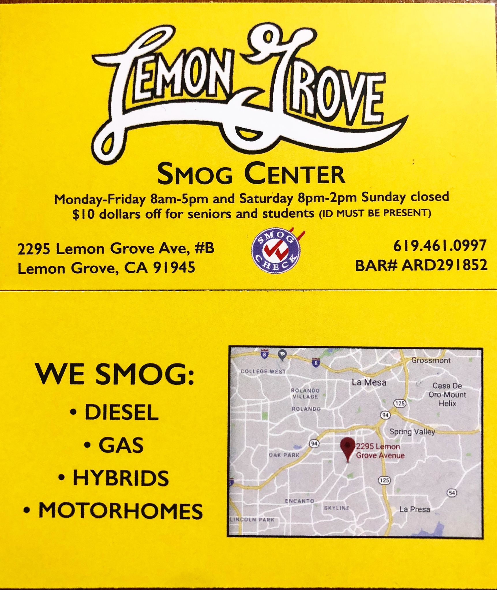 Lemon Grove Smog Center | Lemon Grove CA