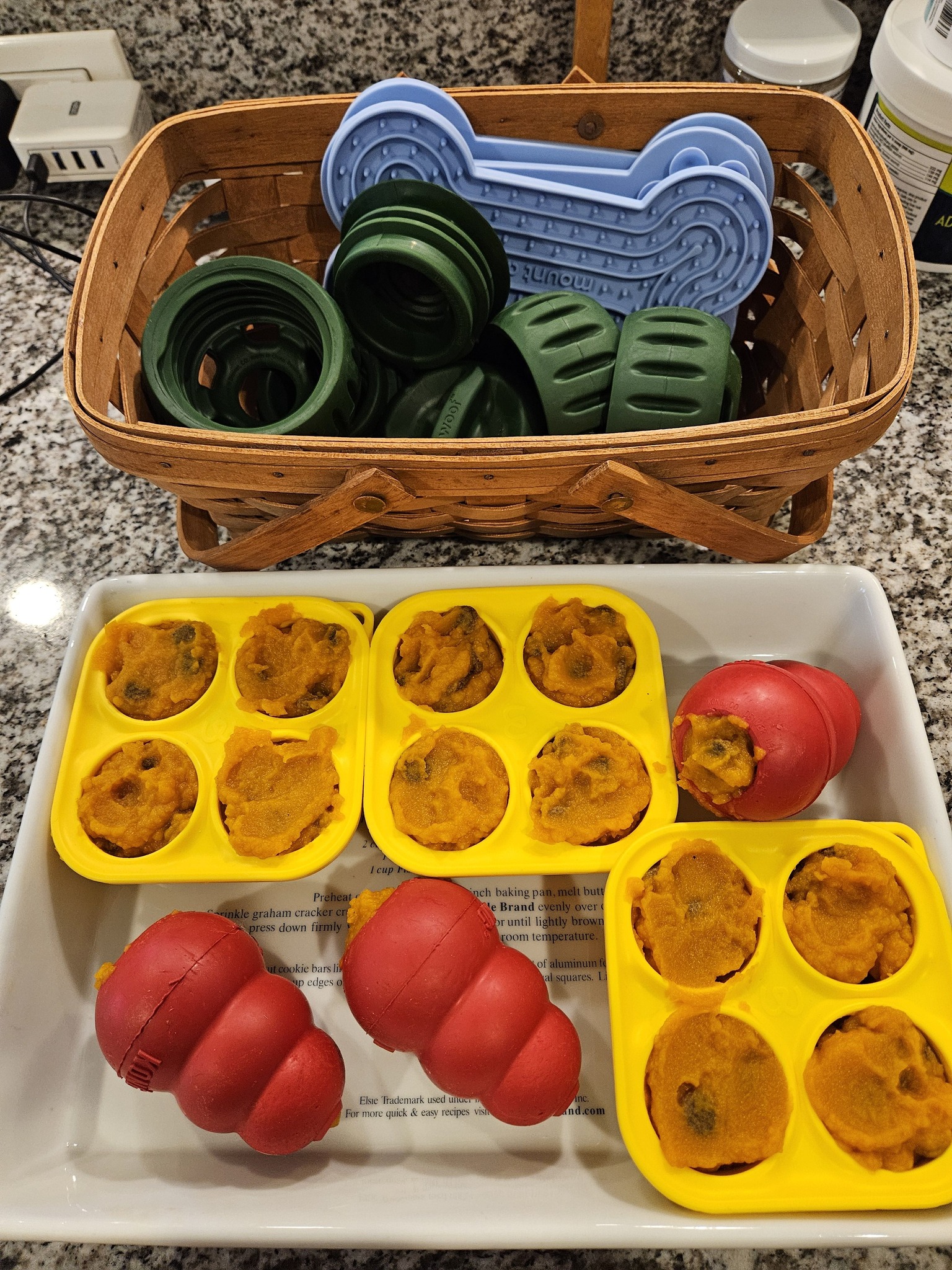 Homemade Frozen Treats for Dogs Using Egg Cartons as Kong Holders