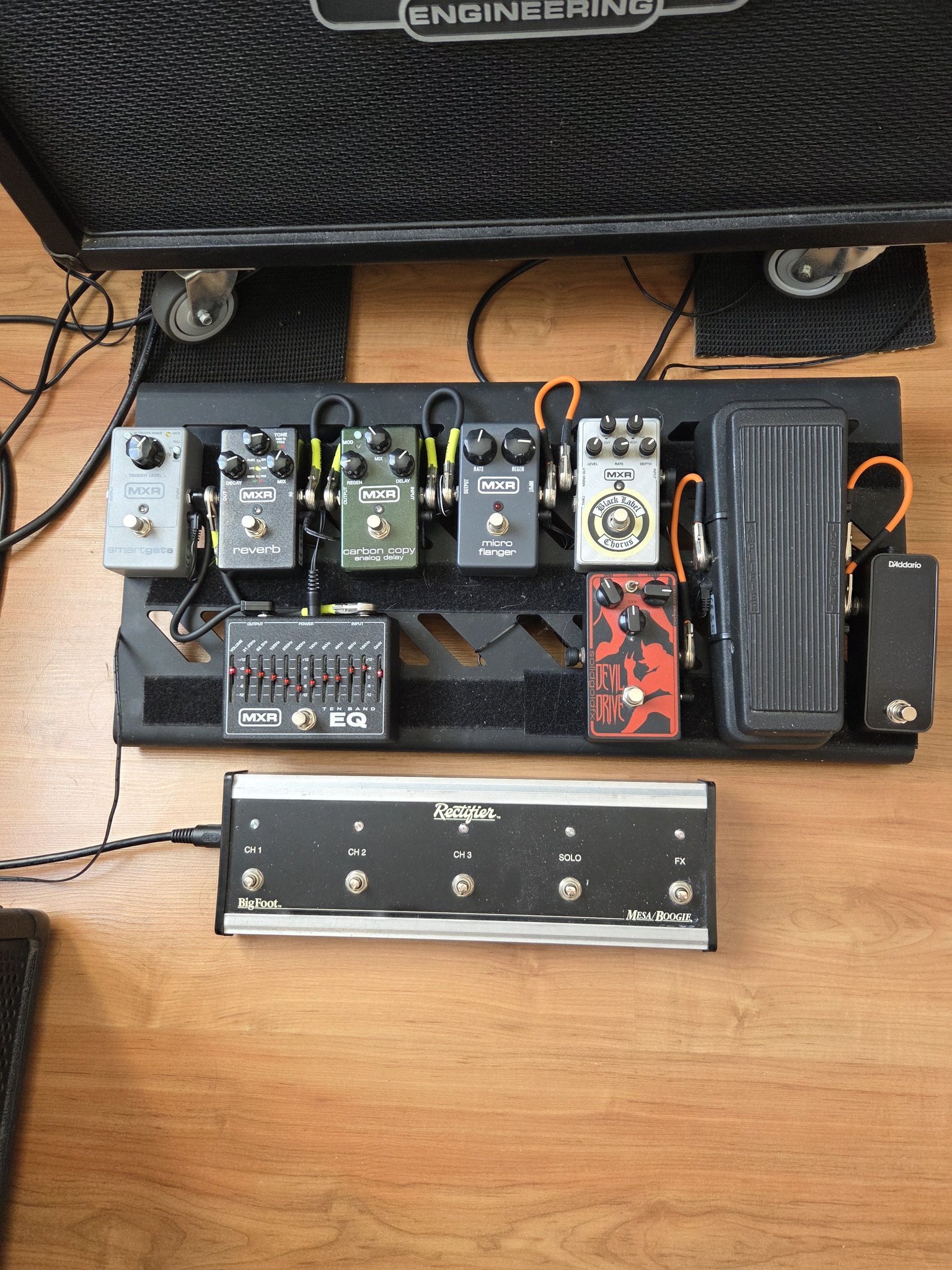 MXR pedalboard with Jeff Waters' signature overdrive and 10 band EQ