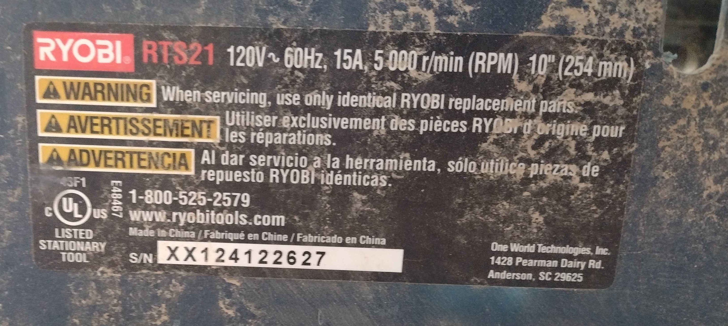 Ryobi RTS21 10 inch table saw - Saws & Blades - West De Pere, Wisconsin ...