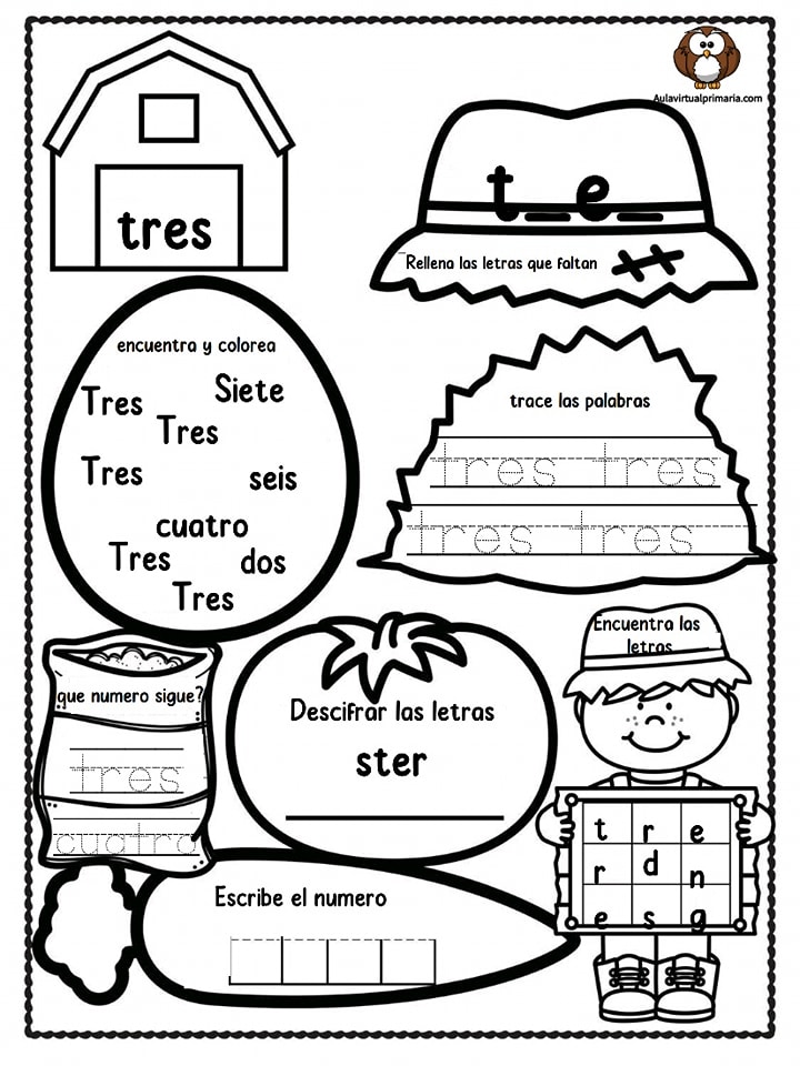 Hojas De Trabajo De Palabras Numéricas Para Preescolar Tabla