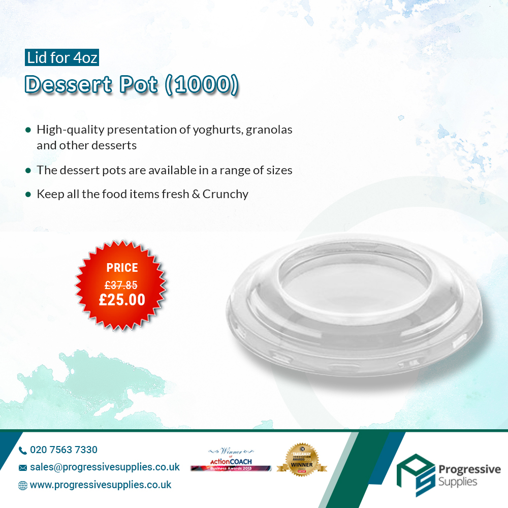 The clear round dessert pot... - Progressive Supplies Ltd