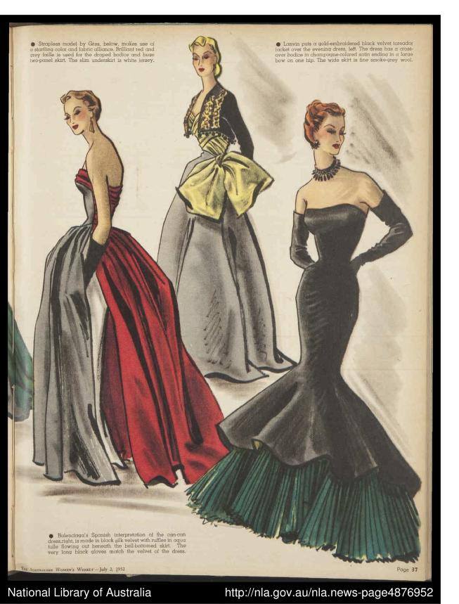 1952 Australian Women's Weekly formal evening gowns