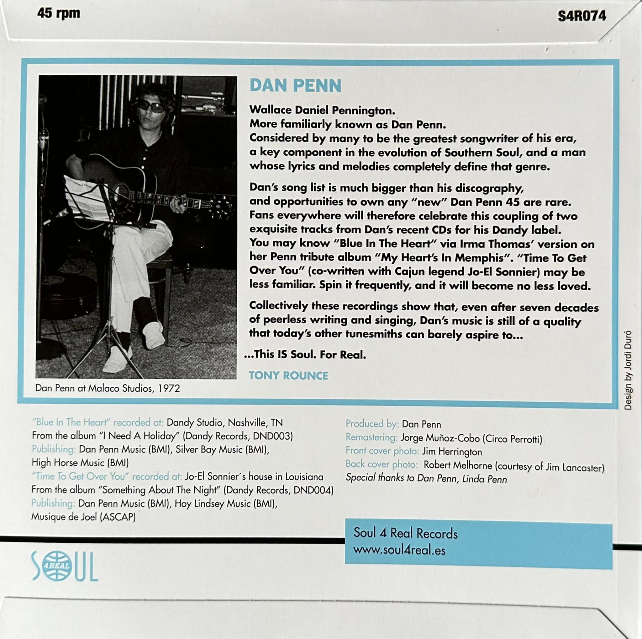 Dan Penn ‎– Nobody's Fool (1973) on Bell Records. This is mostly