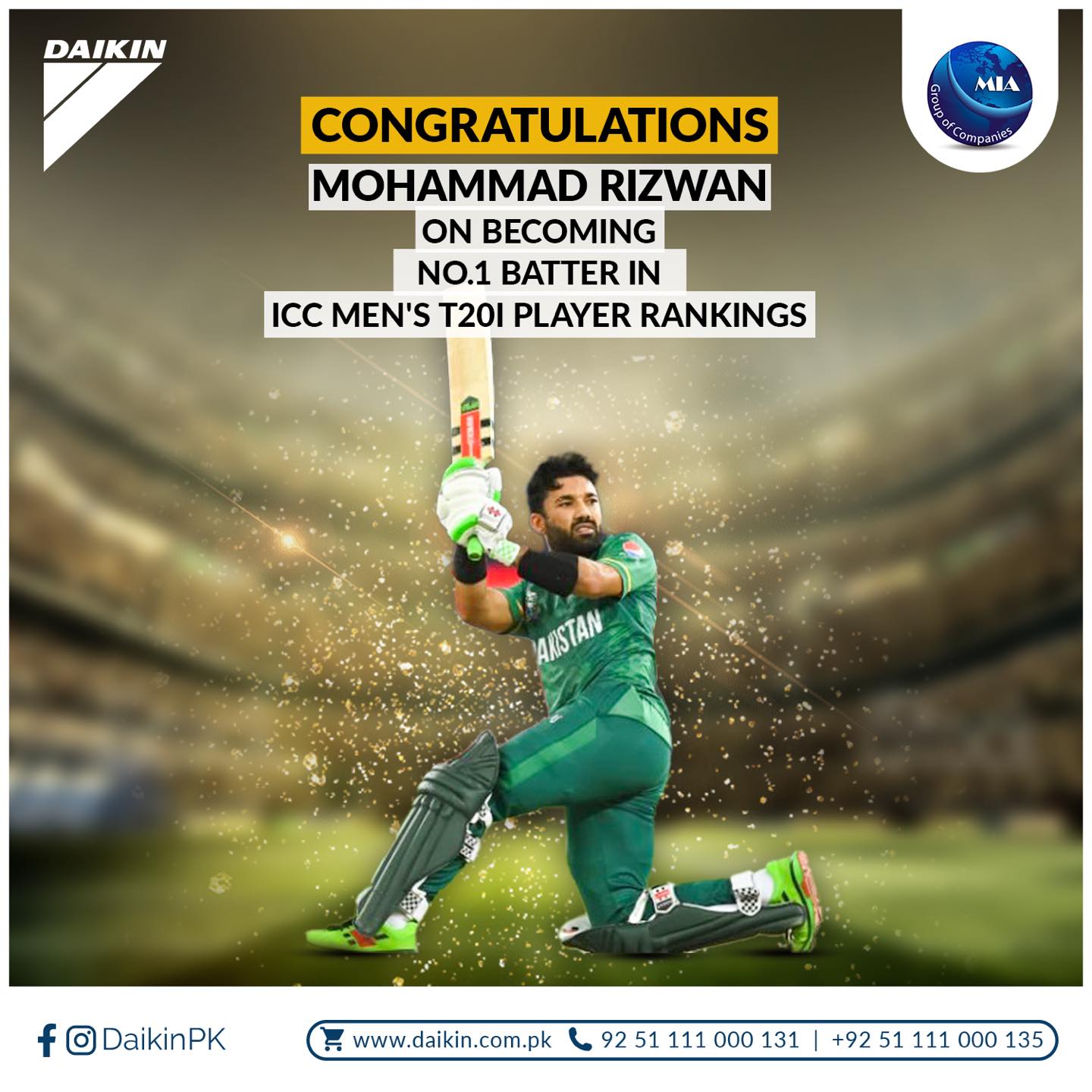 Daikin Pakistan - Congratulations 🎉 Mohammad Rizwan... | Facebook
