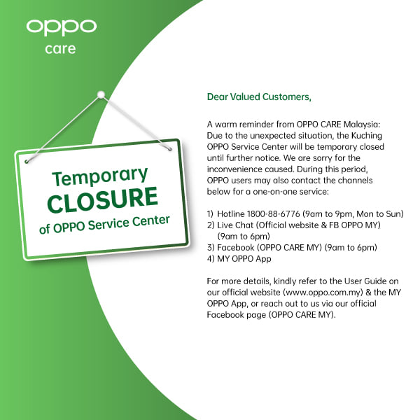 Oppo Care Important Announcement Kuching Oppo Service Facebook