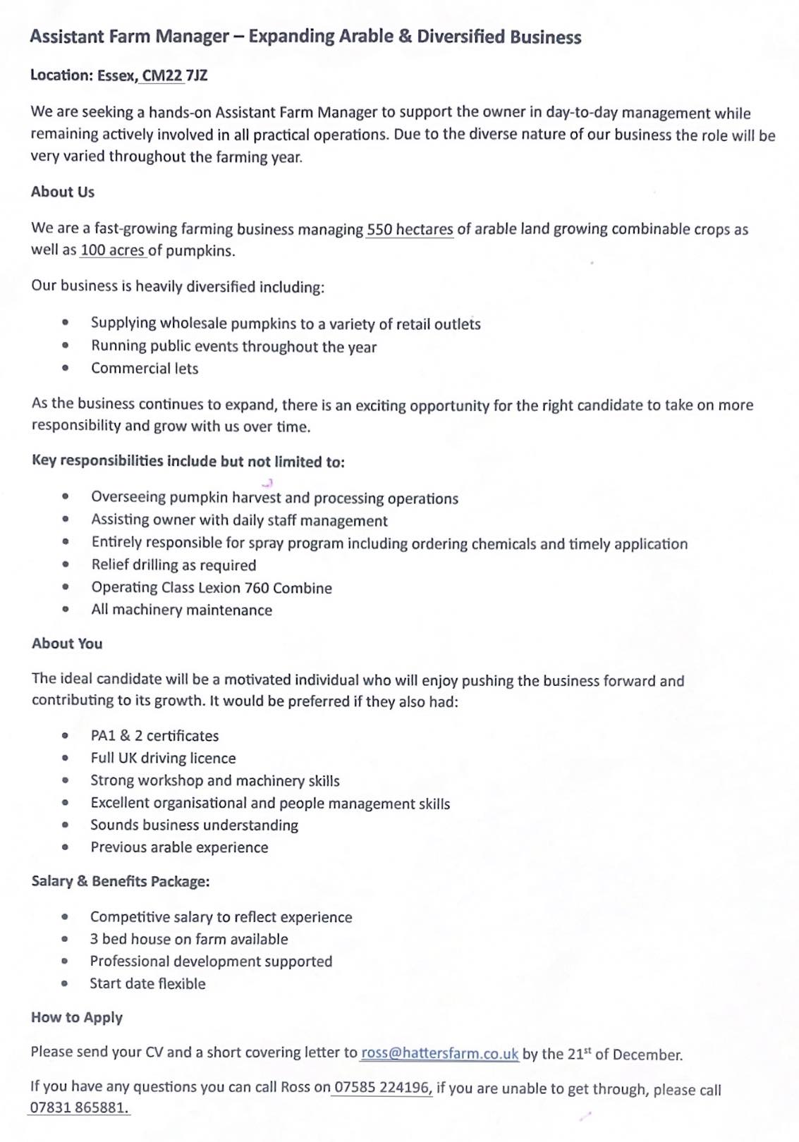 ‼️ Assistant Farm Manager Role Available ‼️ | Facebook