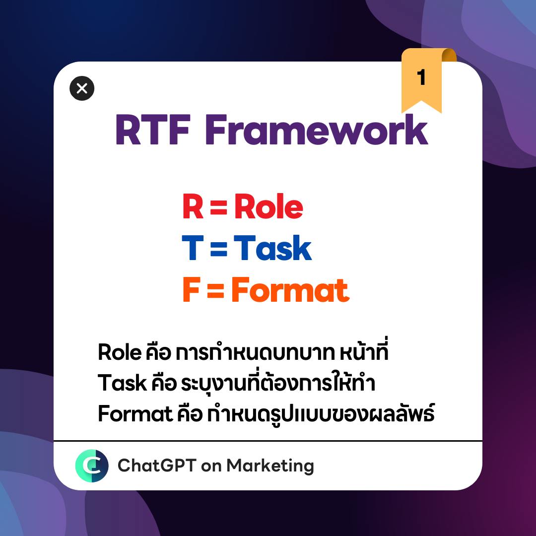 ️RTF Framework... - Chatgpt on Marketing พลิกการตลาดด้วย AI