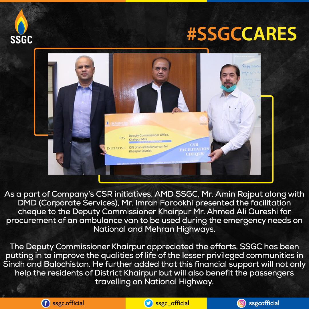 Sui - As a part of Company’s CSR initiatives, AMD SSGC, Mr. Amin Rajput ...