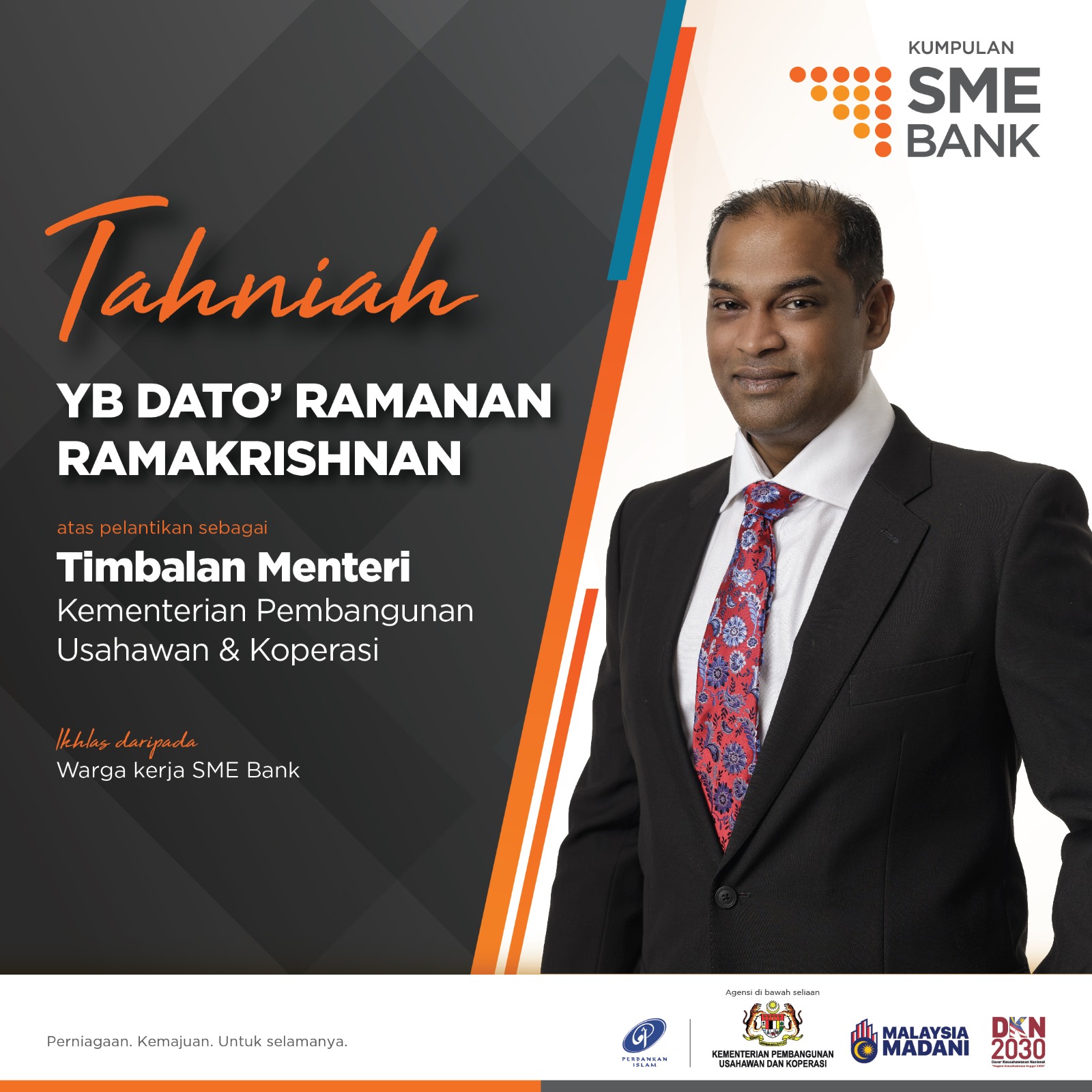 SME - Setinggi-tinggi ucapan tahniah kepada YB Dato’ Ramanan ...