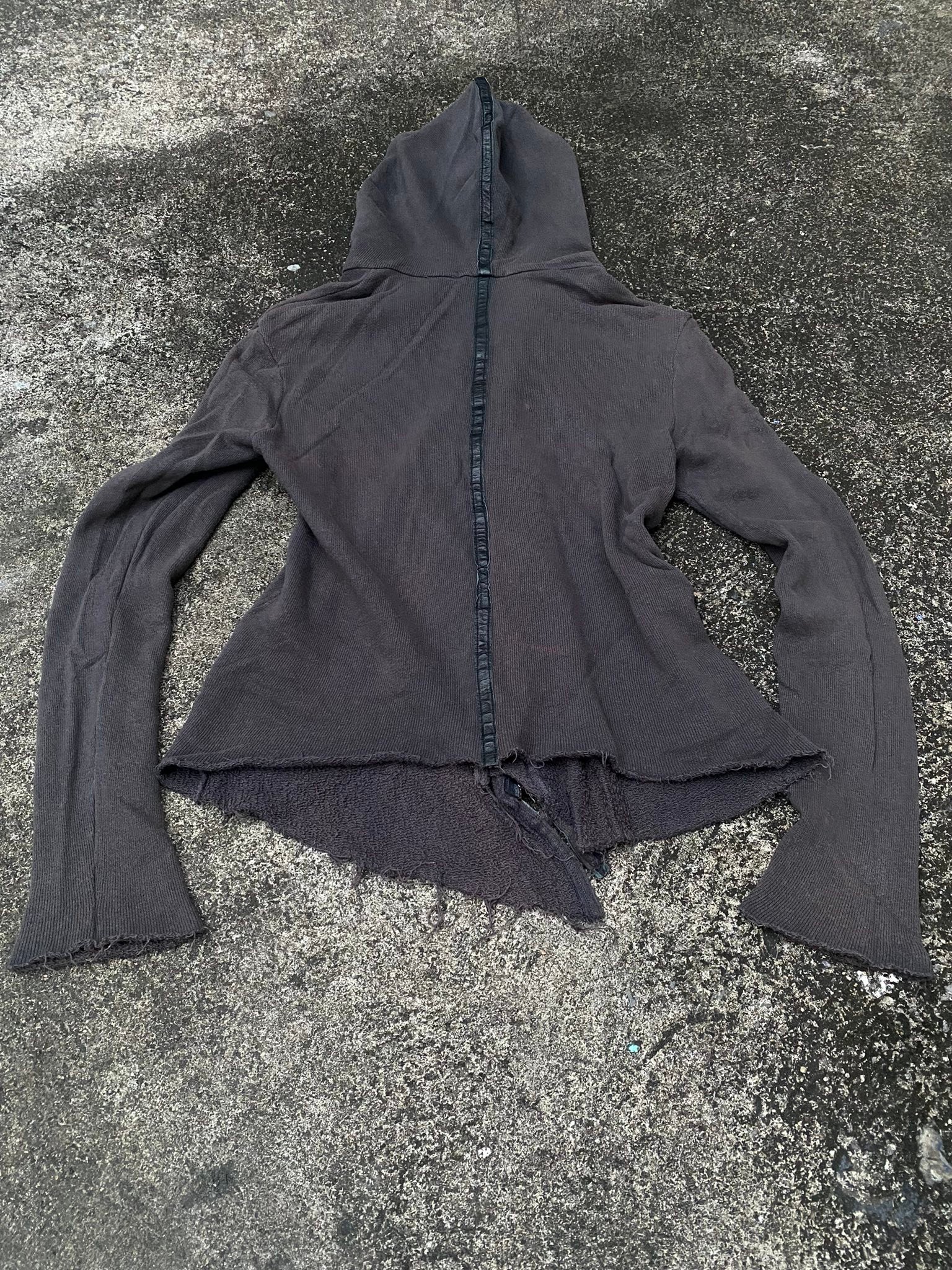Shellac asymmetric distressed hoodie made in Japan