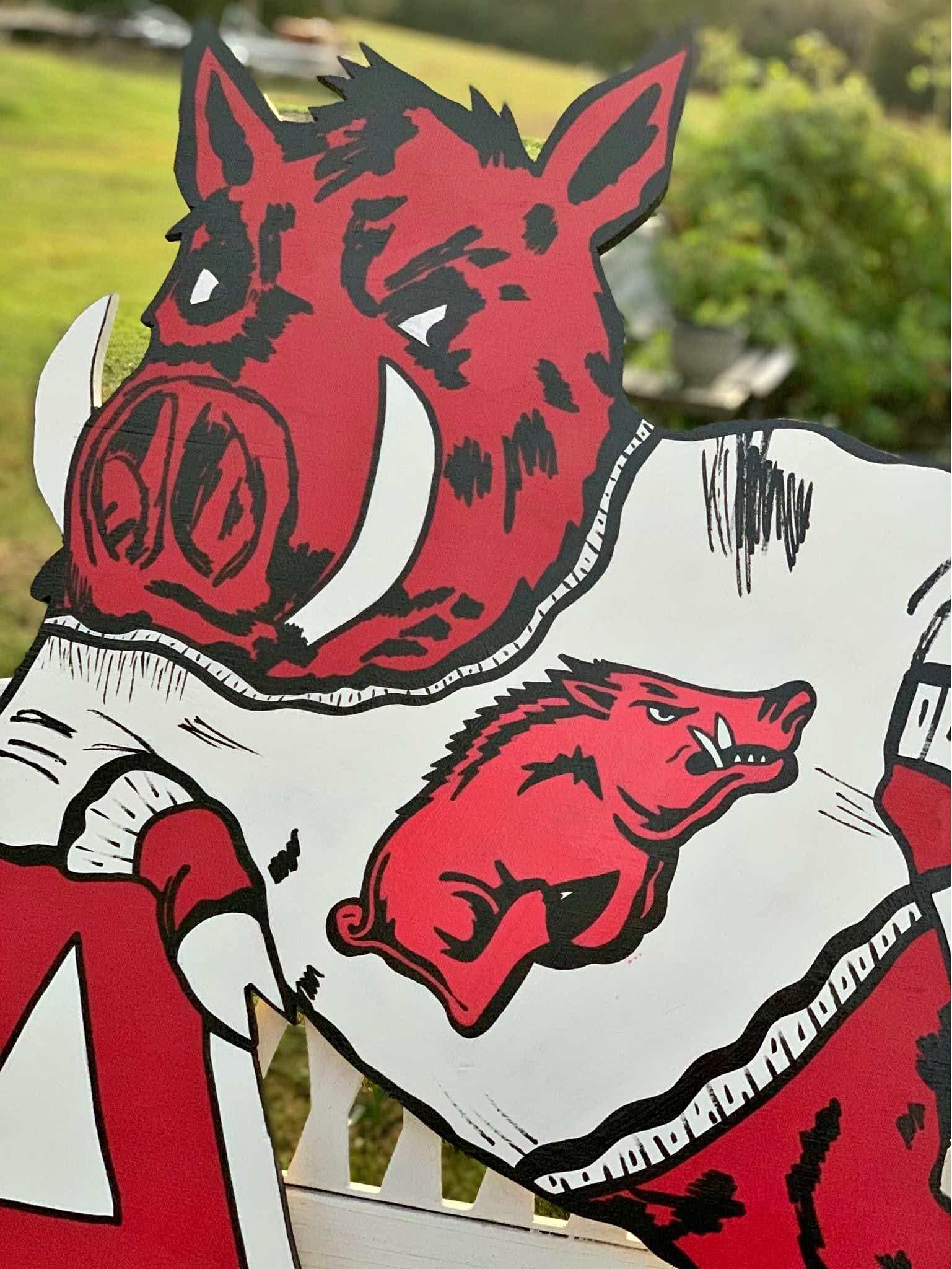 “A”Hog with Running Razorback sweater Wood Cutout Painting. Loo ...