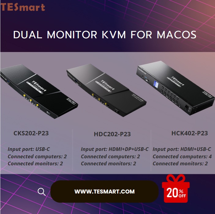 Tesmart 2 ポート KVM スイッチ HKS201-P23-JPBK Amazon.com: TESmart