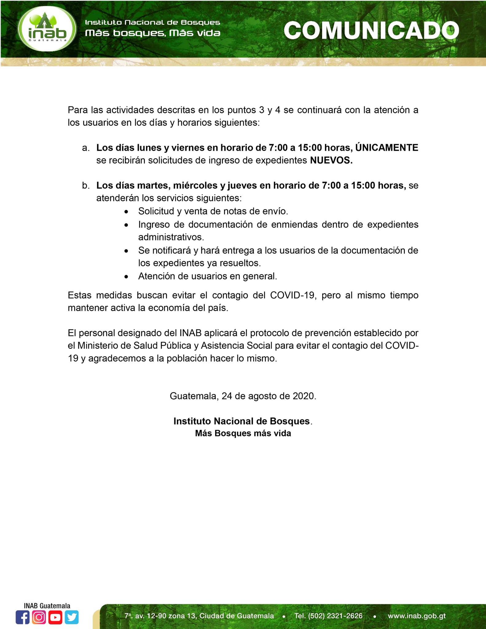 INAB Guatemala - 👷🏻‍♀️👷🏻🌲🌳💚🇬🇹 #COMUNICADO: El Instituto...