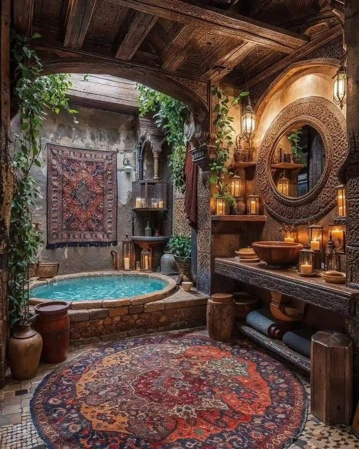 Boho - More ideas @ https://www.bohemianboho.com/best-bohemian-bathroom ...