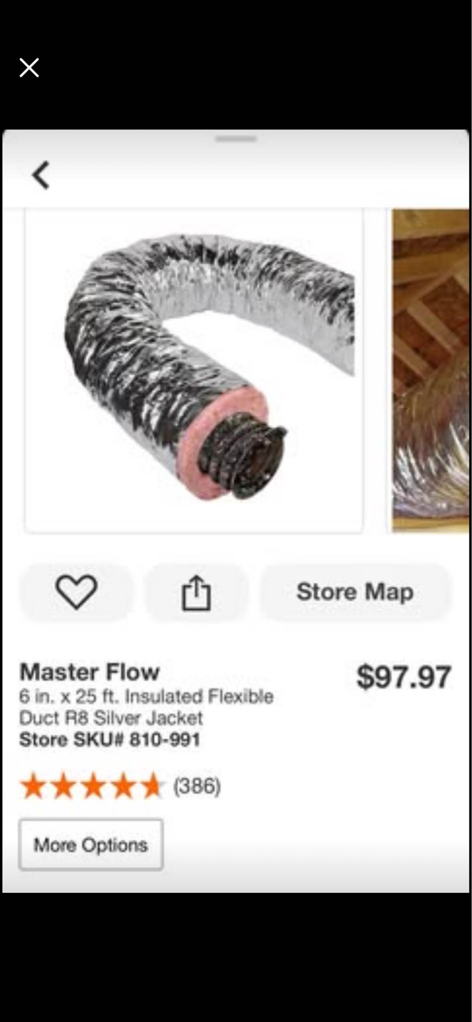 Master Flow 6 in. x 25 ft. Insulated Flexible Duct R8 Silver Jacket ...