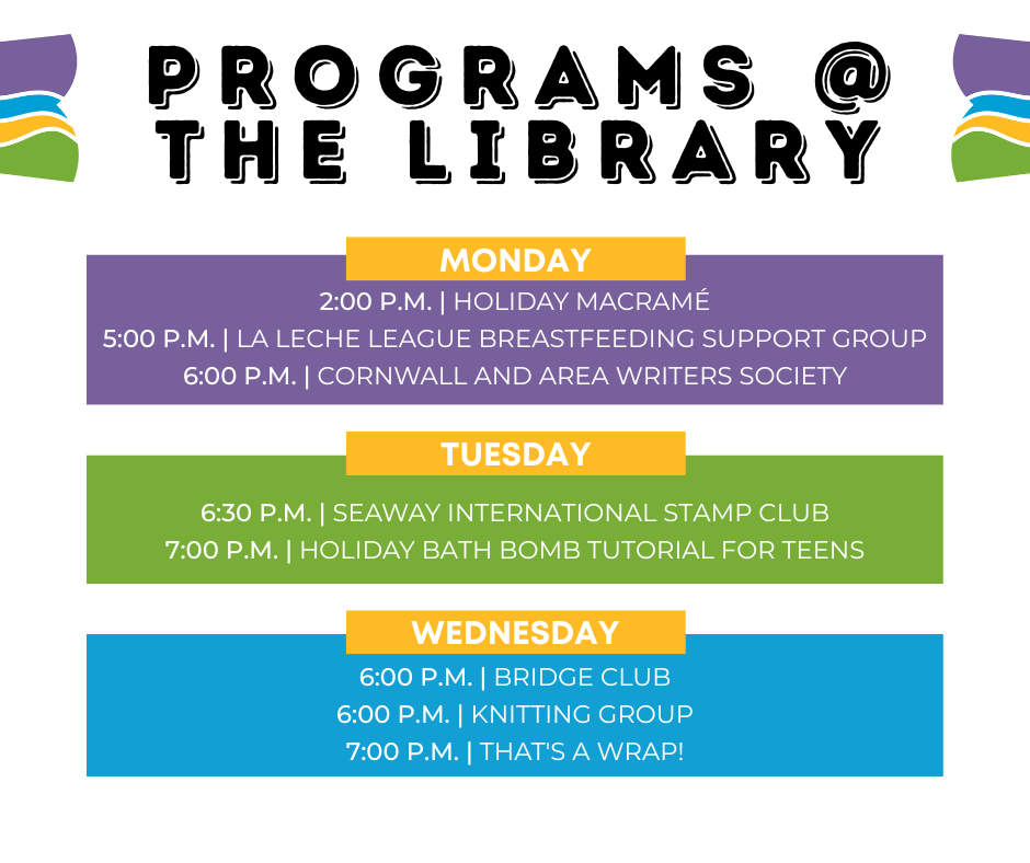 Cornwall Public Library - For more details on this week's programs, go ...